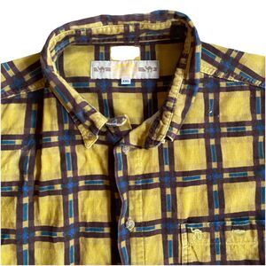 Vintage 90s Camel Store Yellow Plaid Corduroy Shirt XXL Baggy Cigarettes